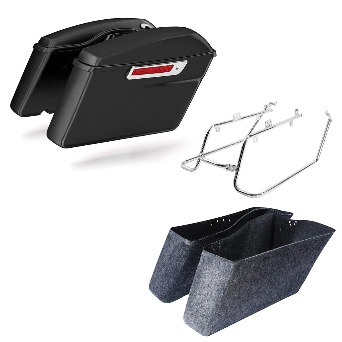 Hard Saddlebags & Conversion Bracket for Harley Super Glide Low Rider (2008–2017)