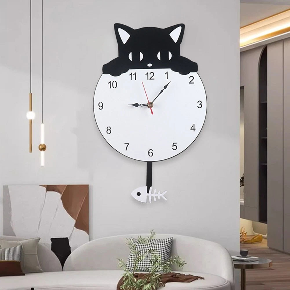 Decorative Black Cat Wall Clock for Peaceful Spaces