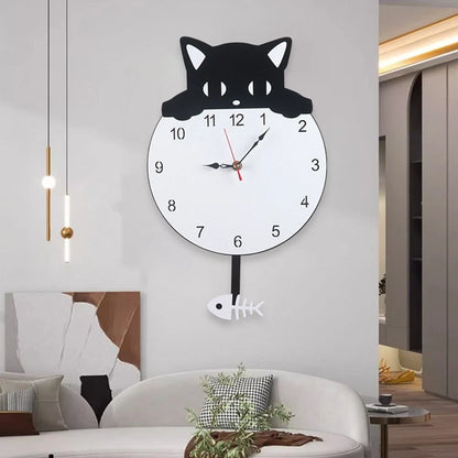 Decorative Black Cat Wall Clock for Peaceful Spaces