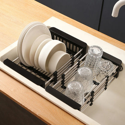 Telescopic Adjustable Sink Dish Rack Basket for Kitchen