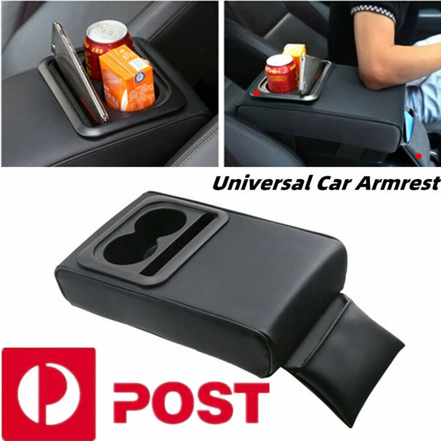 Armrest Center Console Box for Car (1Pcs) - PU Leather, Black
