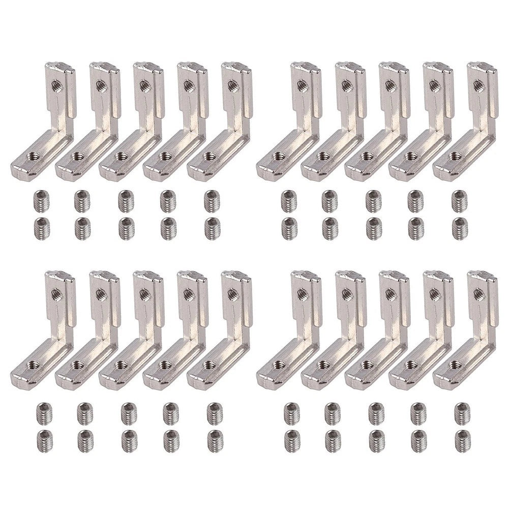 20pcs Corner Brackets for Slot Rack 25x25x9mm Silver