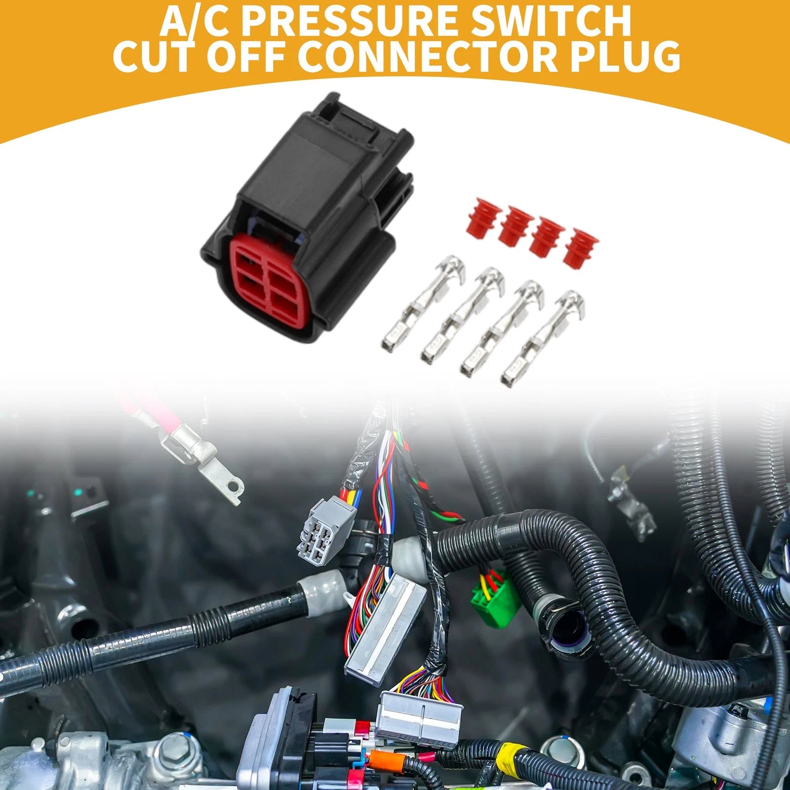 A/C Pressure Switch Connector Plug 4 Pin Replacement for Ford (2011–2019)