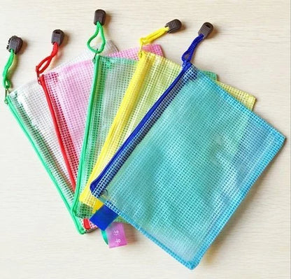 Set of 4 Plastic Zipper Bags for A4 Document Storage