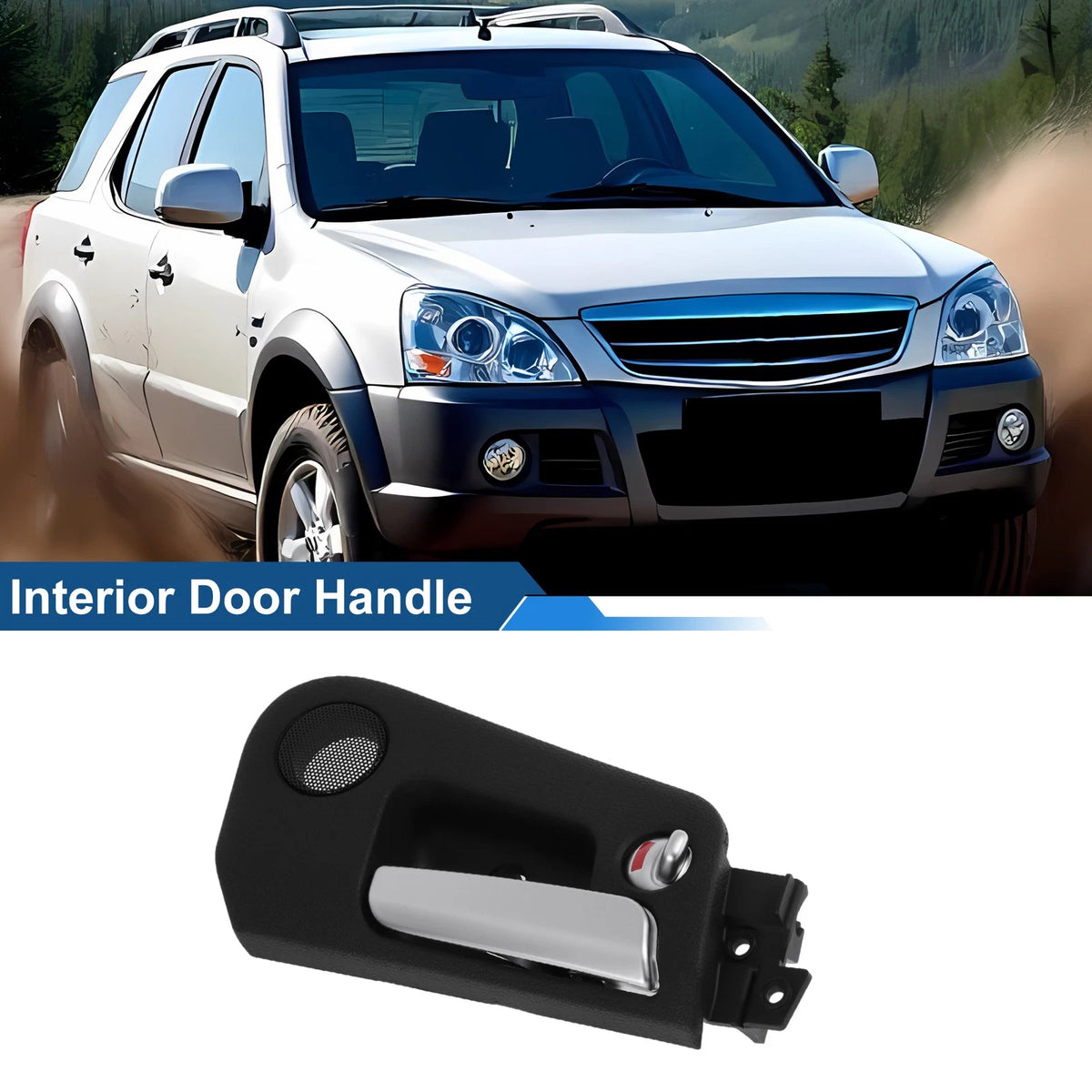 Front Driver Side Interior Door Handle for Roewe SsangYong (Black Chrome)