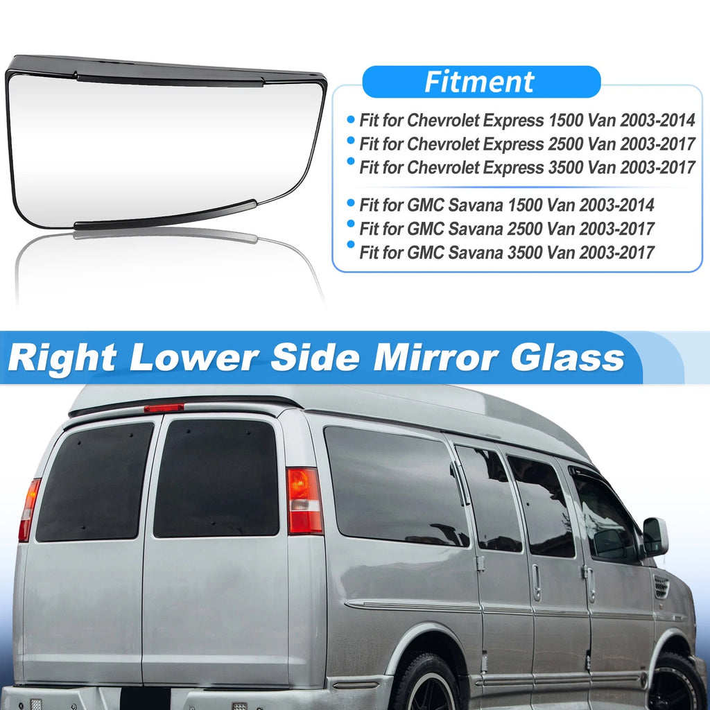 Right Lower Side View Mirror Glass Replacement for Chevrolet Express (2003–2014)