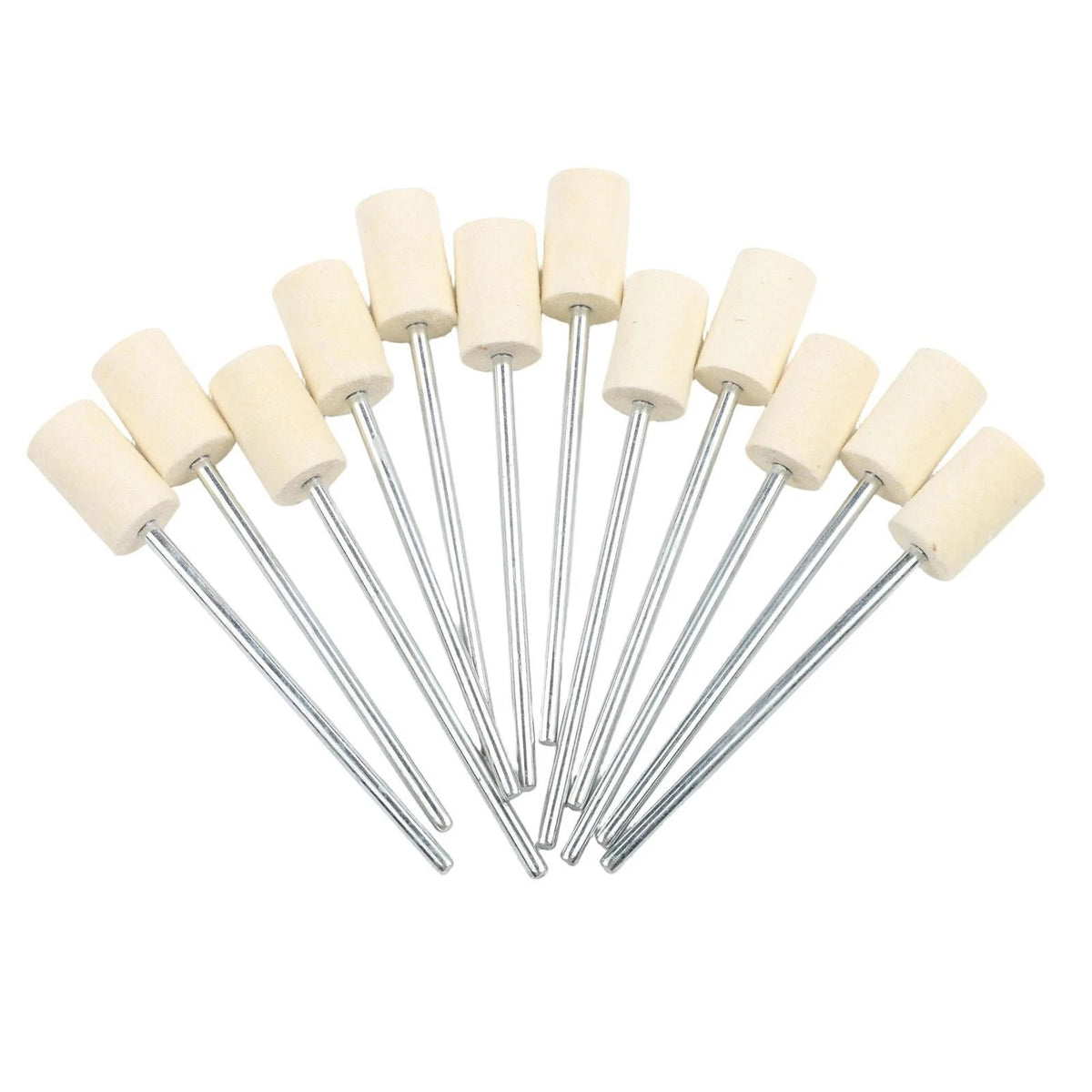 12 Wool Grinding Heads for Rotary Polishing Tools (65mm Long Handle)