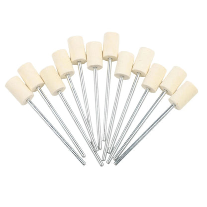12 Wool Grinding Heads for Rotary Polishing Tools (65mm Long Handle)