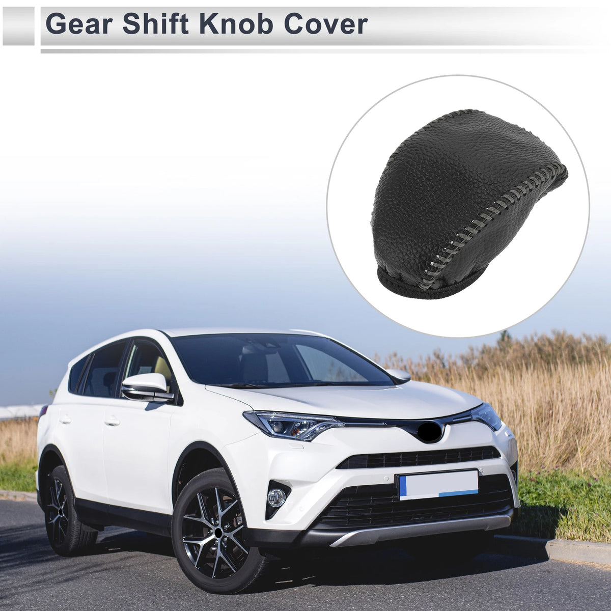 1 Pc Gear Shift Knob Cover for Toyota RAV4 (2019–2024) Pebbled Black Gray