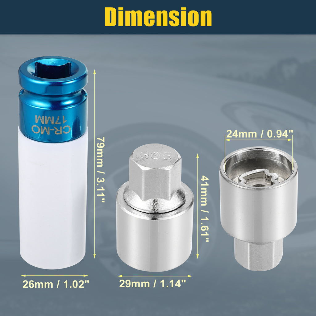Wheel Lock Lug Nut Set with Protector for Mercedes Benz (2005–2015)