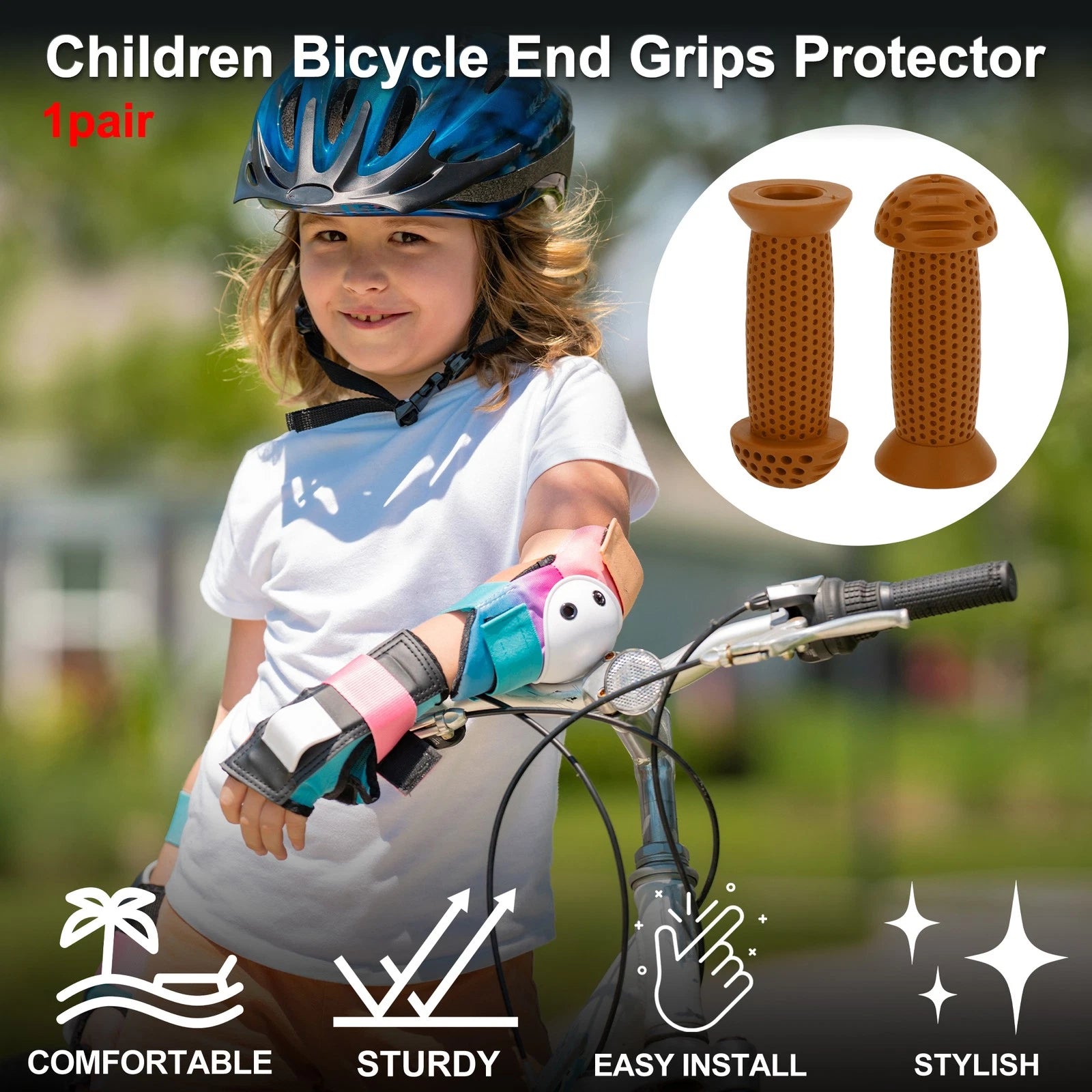 Handlebar Grip Covers 100mm Soft MTB End Grips Protector for Child Bike 1 Pair (100mm)