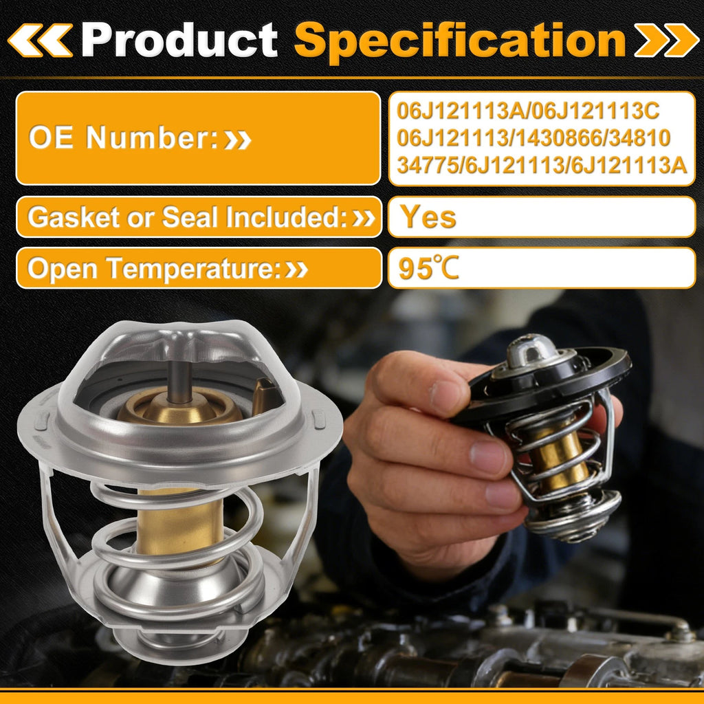 Engine Coolant Thermostat with Seal for Audi A3 (2009–2013)