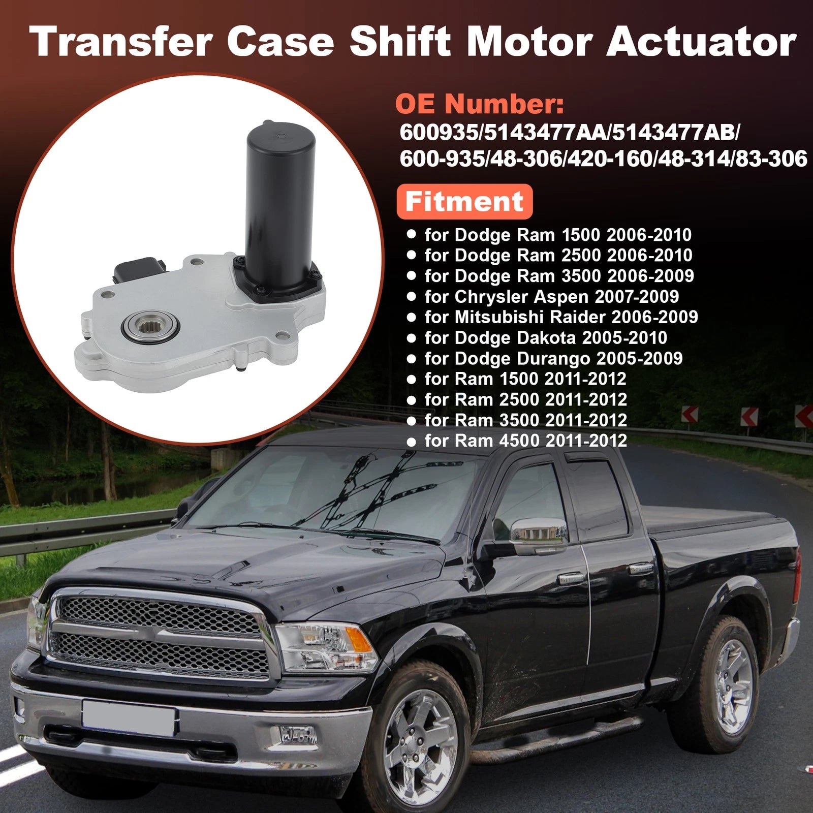 Transfer Case Shift Motor 600-935 for Dodge Ram 1500 2500 3500 Dakota (2002–2010)