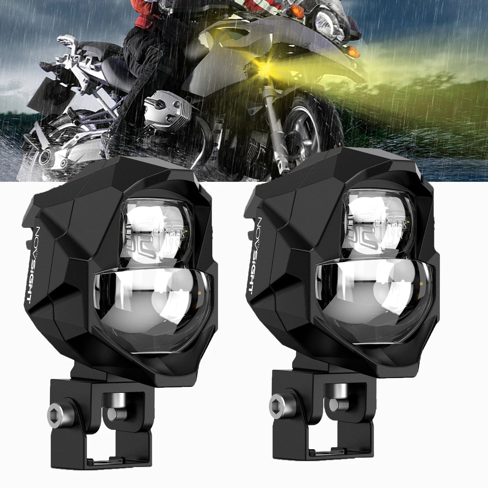 3" LED Work Light Pods for Motorcycle (Amber/White)