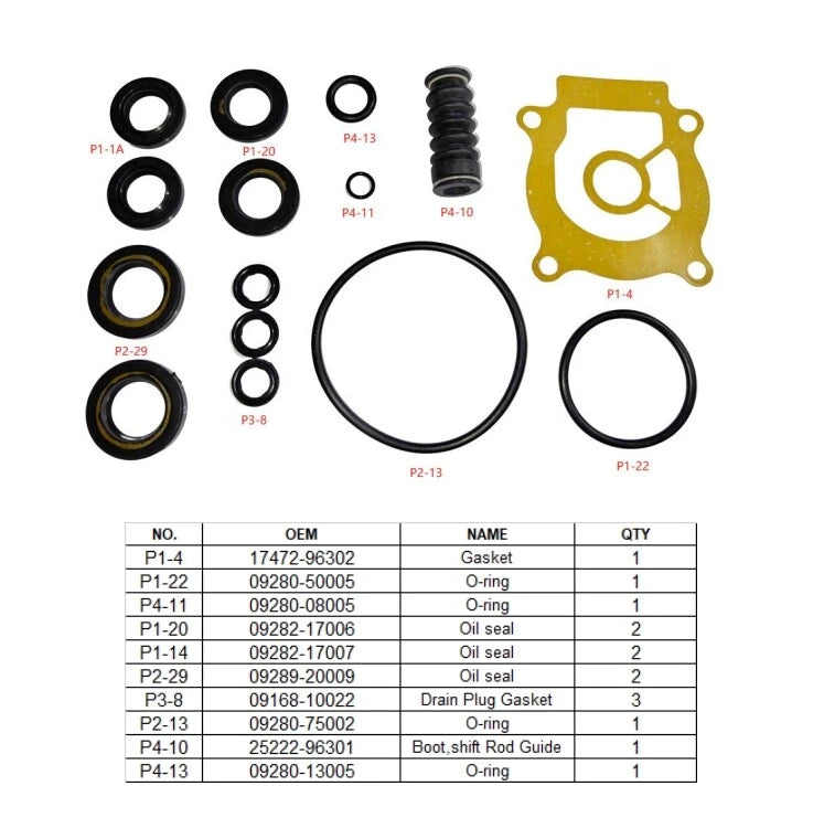 Lower Unit Seal Kit for Suzuki Marine (Replaces 25700-95D00, 25700-95D01, 25700-95D03)