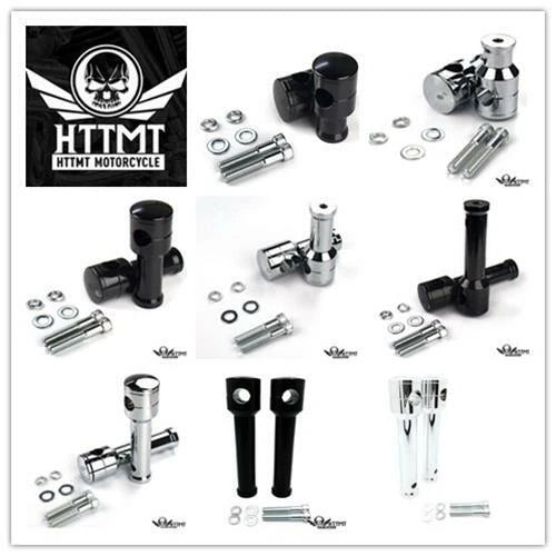 Black Chrome Straight Round Handlebar Risers for Motorcycle (1" / 25mm)