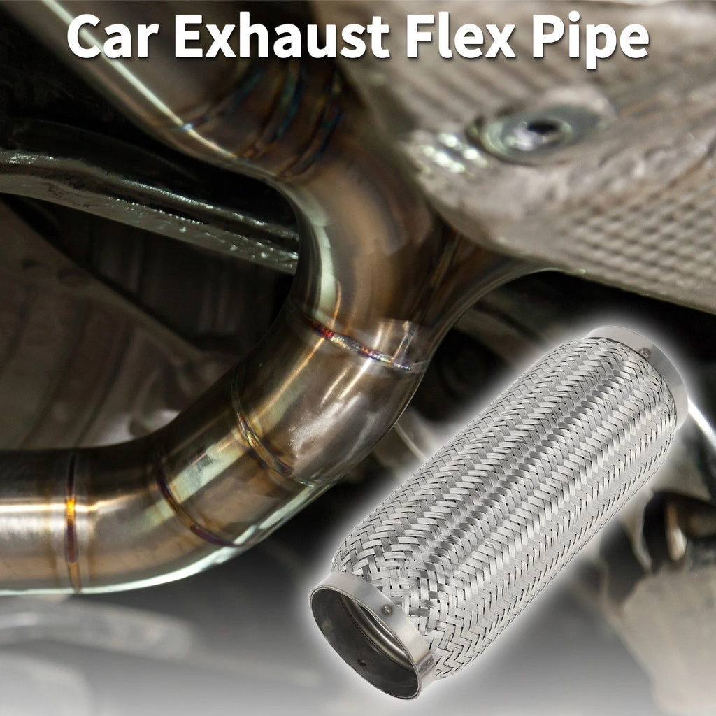 Exhaust Flex Pipe for 3.14 Inch OD Braided Silver Tone
