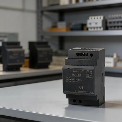 DIN Rail Power Supply with Adjustable Voltage and Overload Protection