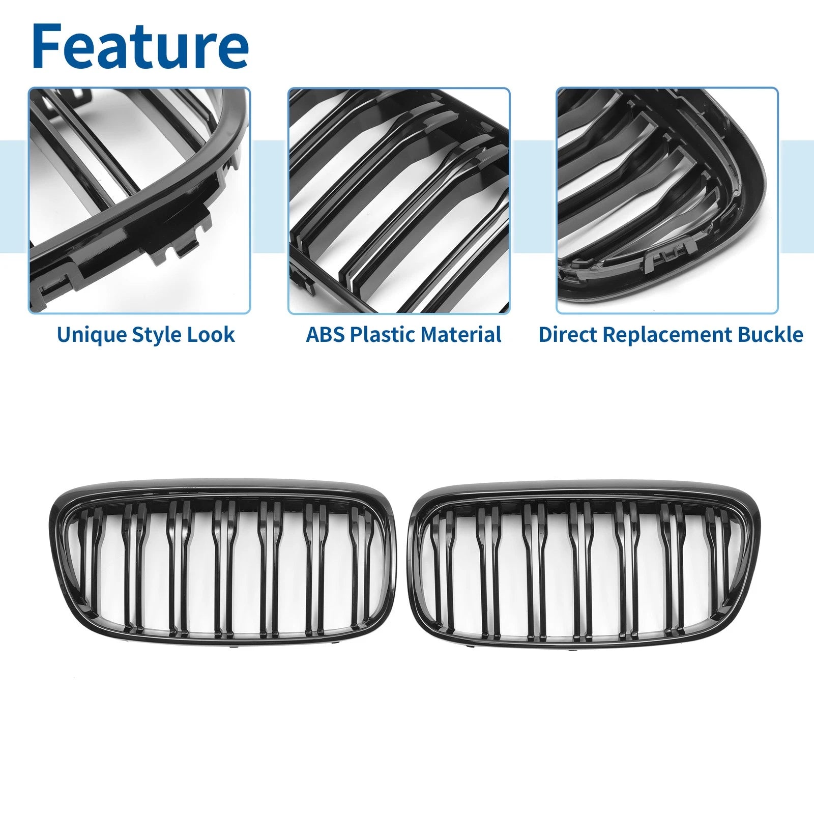 Pair Front Upper Bumper Grille for BMW 2 Series ActiveTourer (2014–2021)