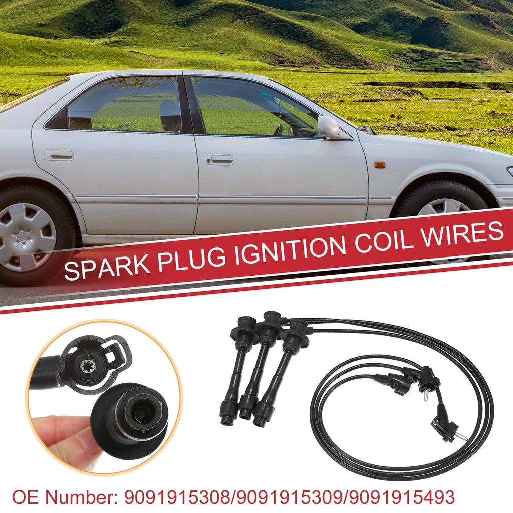 3PC Ignition Coil Spark Plug Wire Cable Replacement for Lexus ES300 (1997–2001)