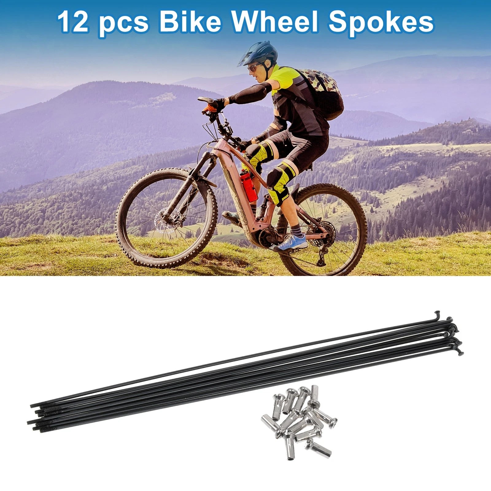 Bicycle Spokes Nipple Set 304 Stainless Steel 253mm Black Universal (14G)