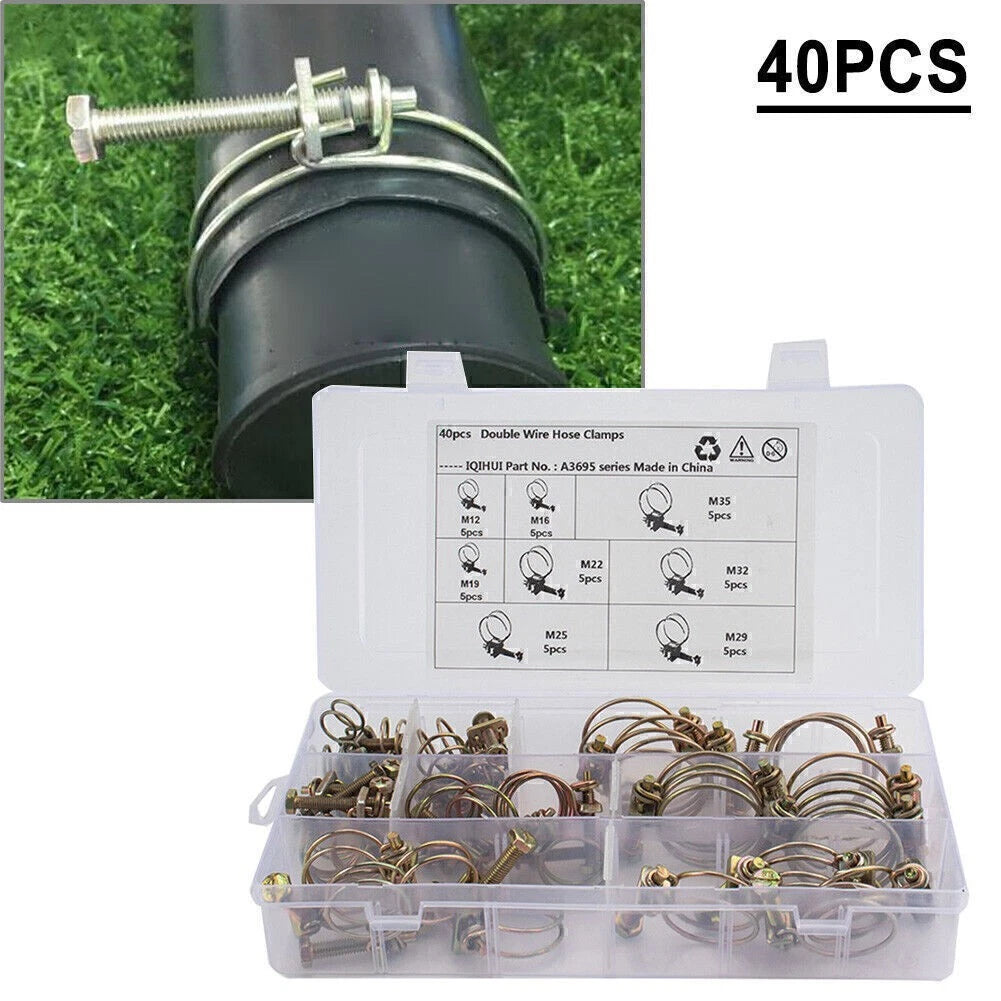 40PCS Double Wire Hose Clamp Kit for Classic Vehicles