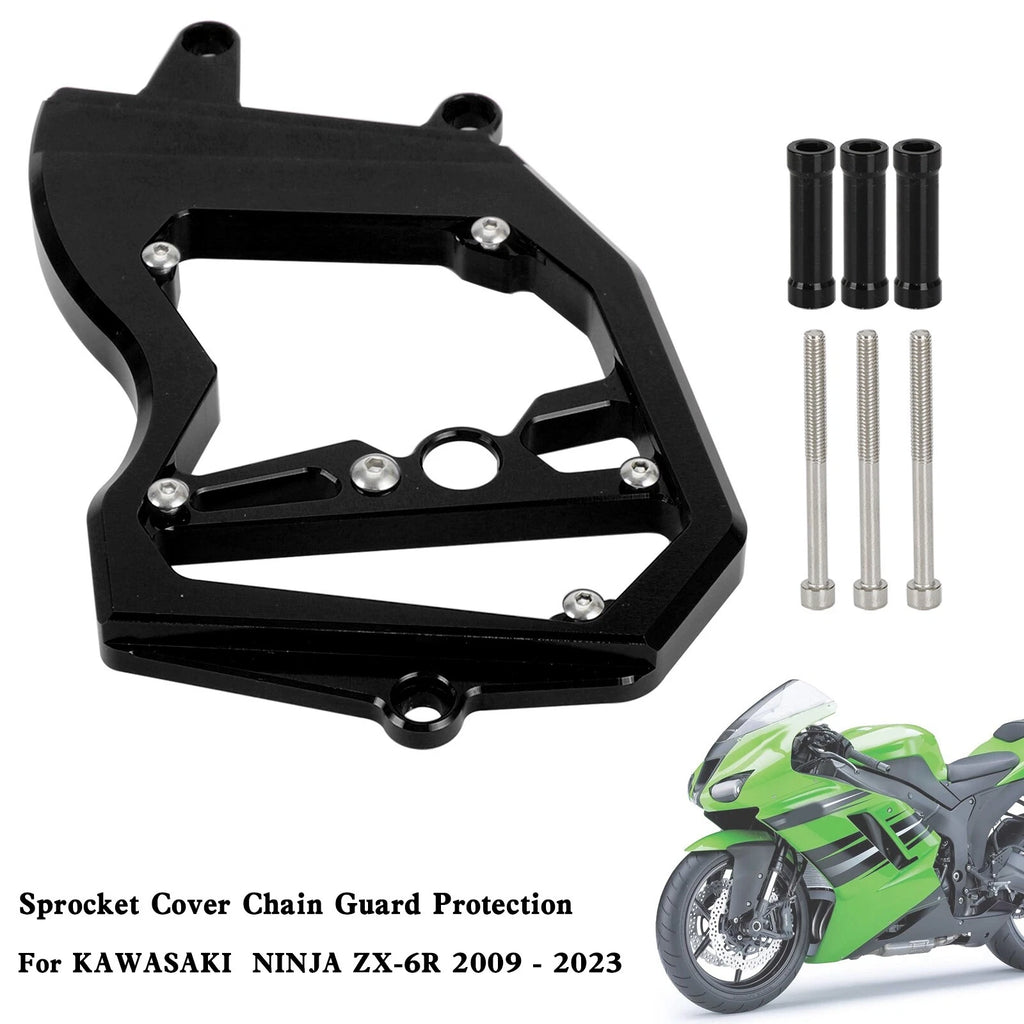 Front Sprocket Cover Chain Guard for Kawasaki Ninja ZX-6R (2009–2023) Black T9