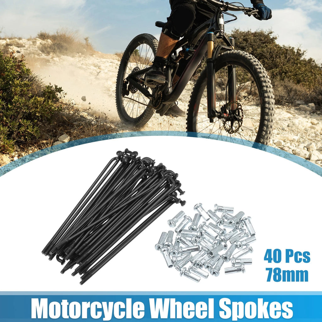 14G J Bend Bicycle Spokes 78mm Replacement with Nipples for 40 pcs