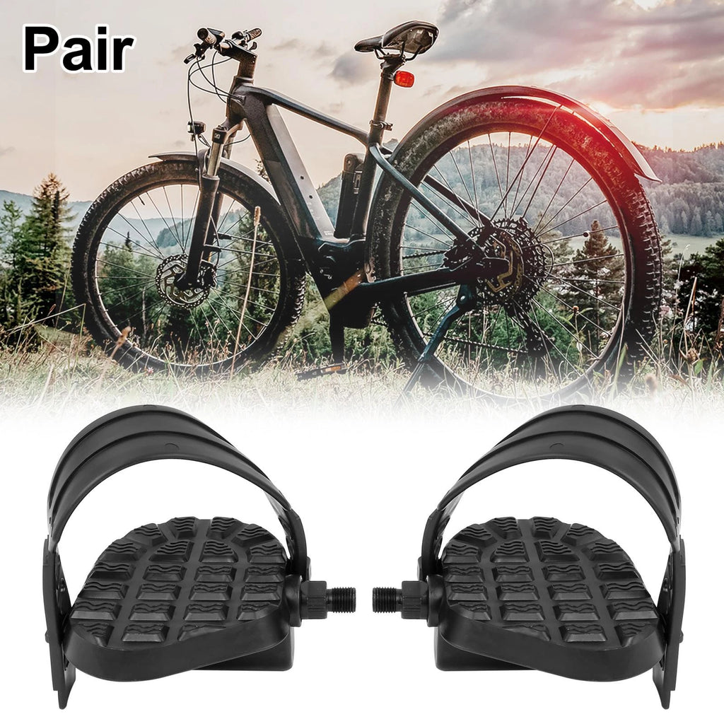Bicycle Pedals Footrest 1/2 Inch Platform Non Slip with Straps for Pair