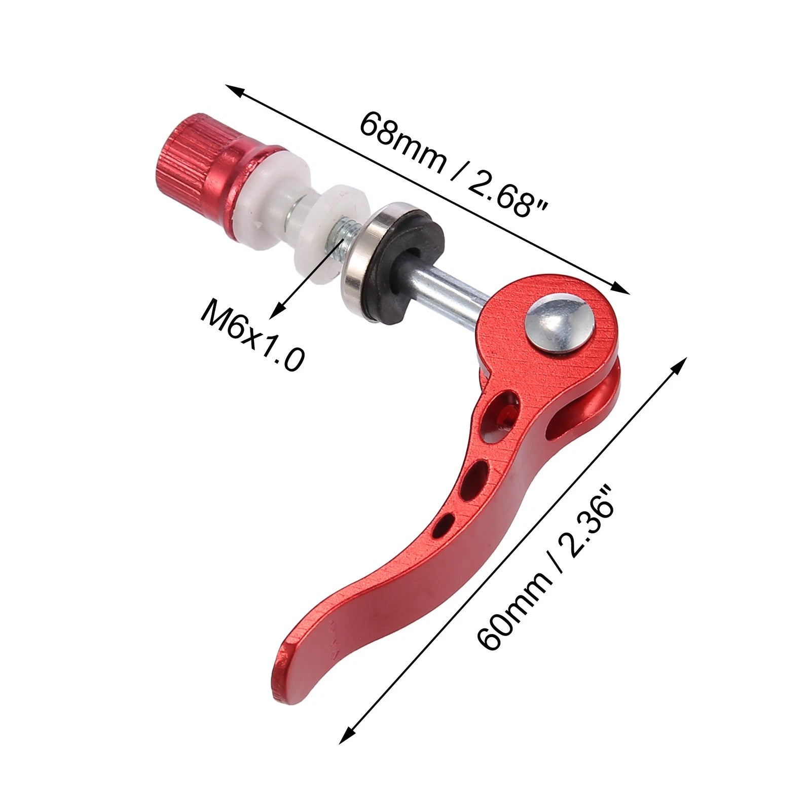 2pcs Seat Post Quick Release Pin Skewer for 6mm Aluminium Bike (Red Black)