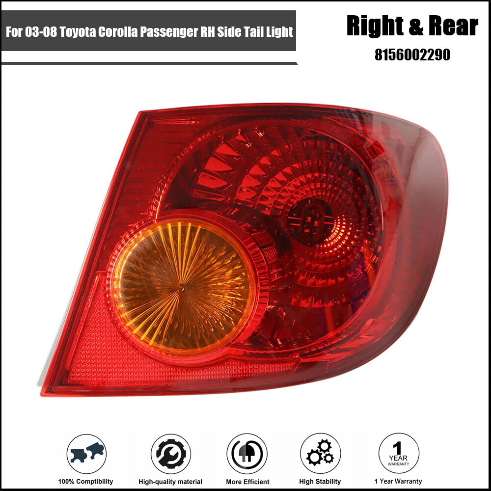 Outer Brake Lamp Tail Light Assembly for Toyota Corolla (2005–2008)