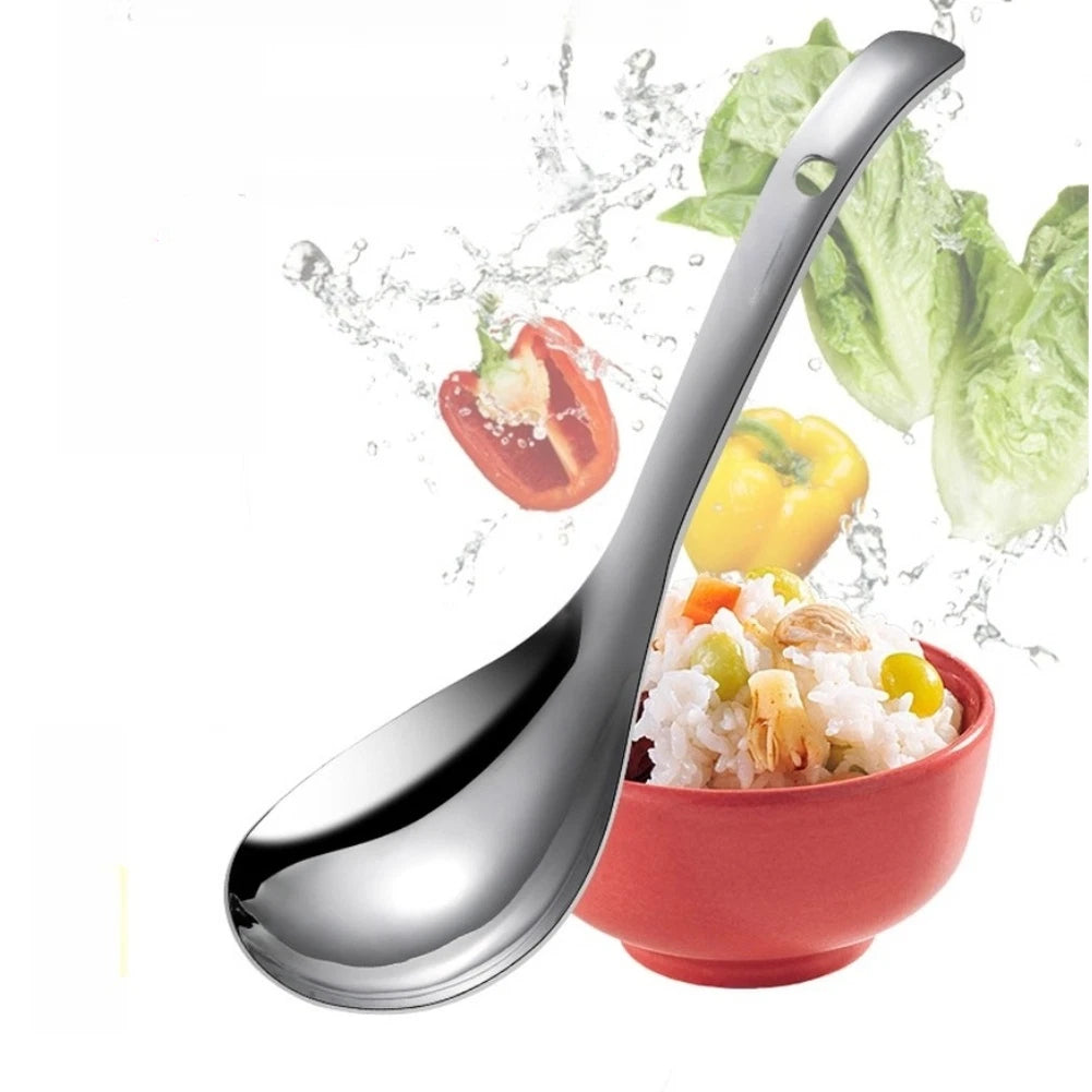 Stainless Steel Rice Ladle Long Handle Deep Bowl Mirror Finish