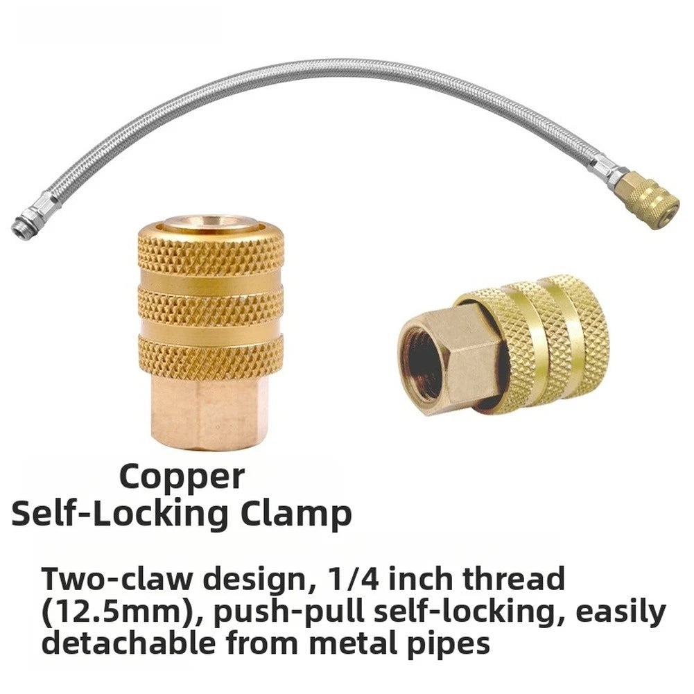 Tire Pressure Gauge with Metal Hose 45 8cm and 12 5mm Thread Push Pull