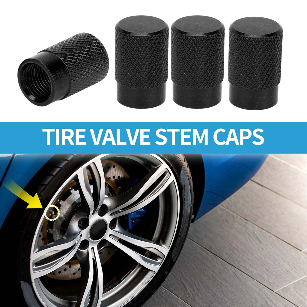 Tire Valve Stem Caps 11mm Black Replacement for SUV Bike RV (4pcs)