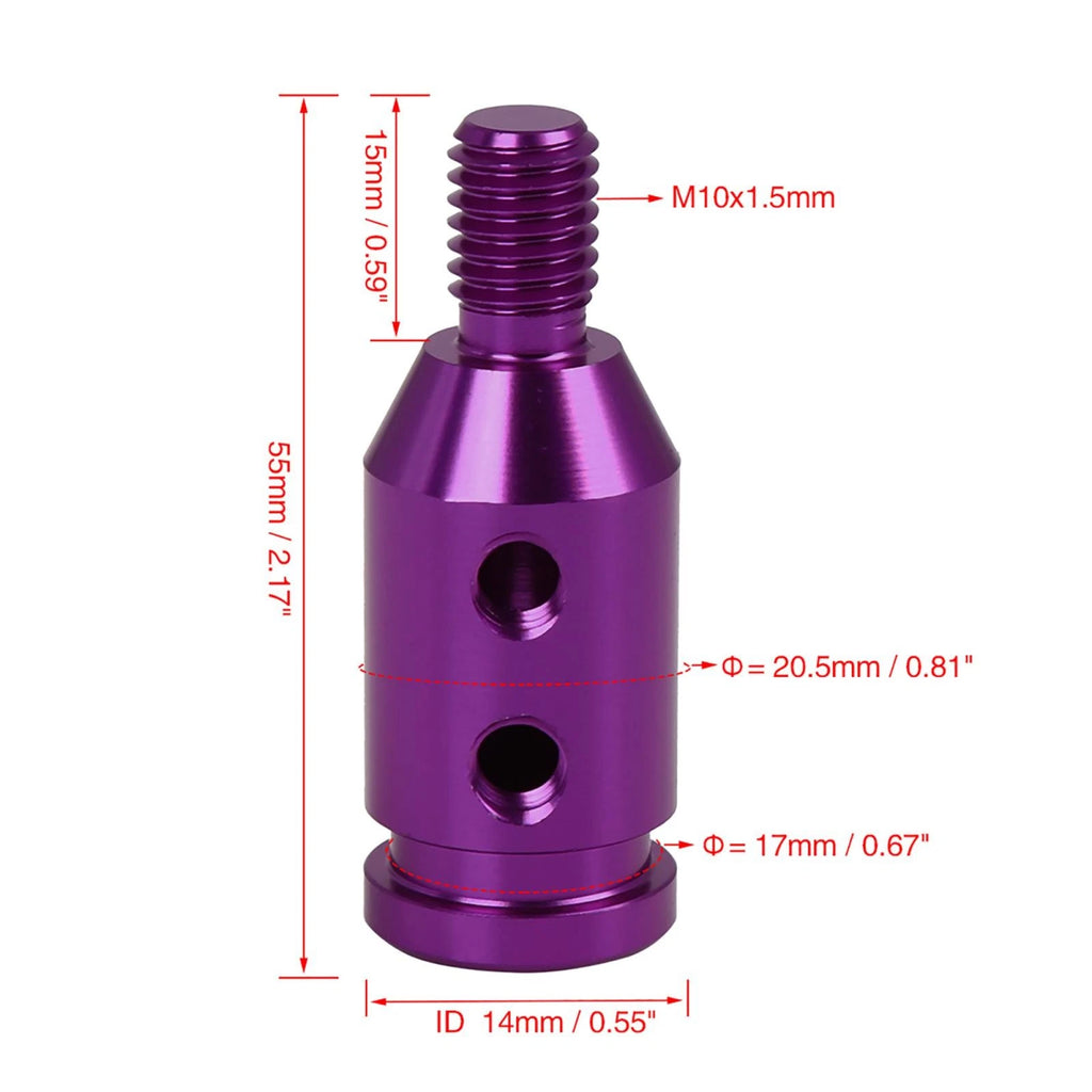 M10x1.5 Purple Gear Shift Knob Adapter for Non-Threaded Shifter