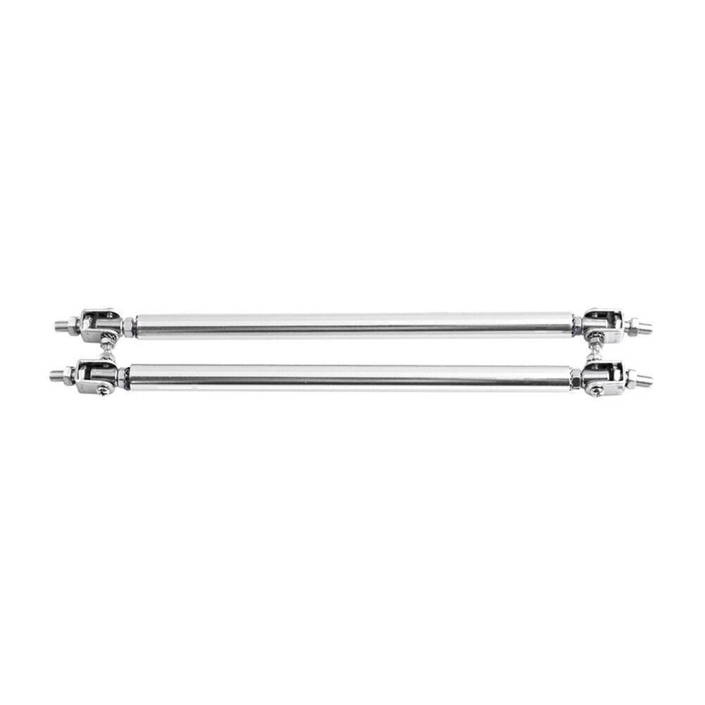 Adjustable Front Bumper Lip Splitter Strut Rod Tie Support Bar Universal Silver