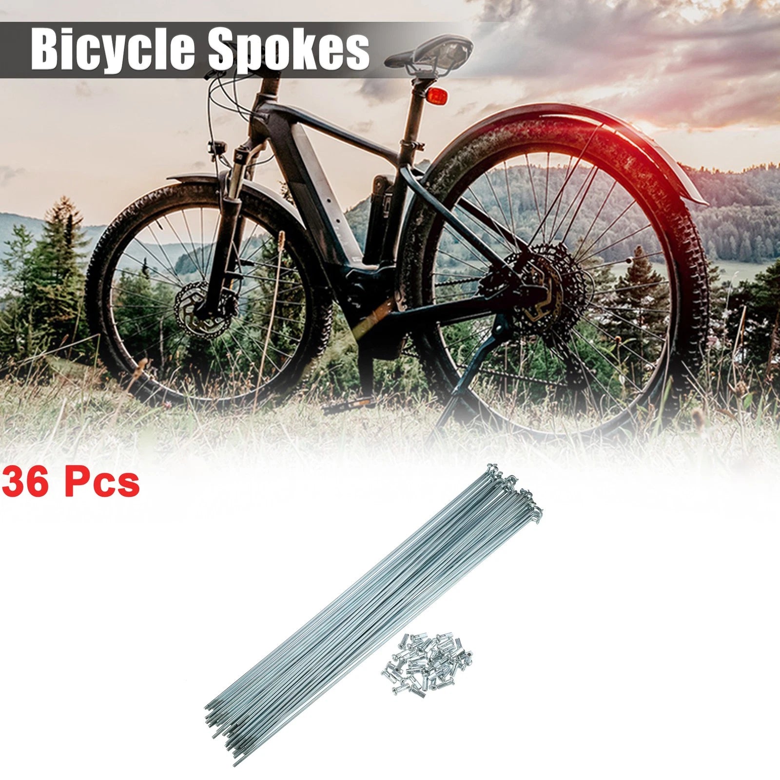 Bicycle Spokes Kit 14G J Bend 266mm with Nipples for Universal Use