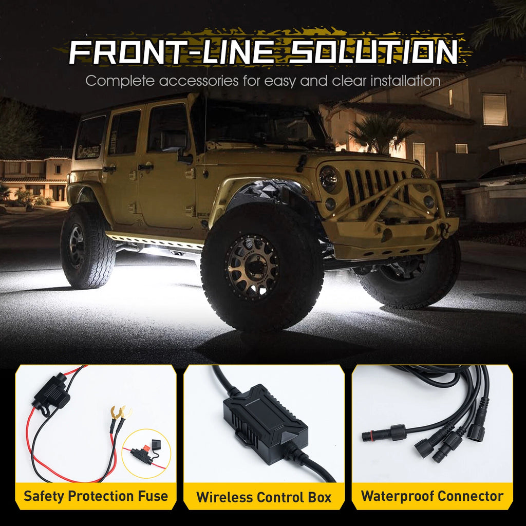 2X LED Rock Lights with Remote Control for Trucks SUV ATV UTV Golf