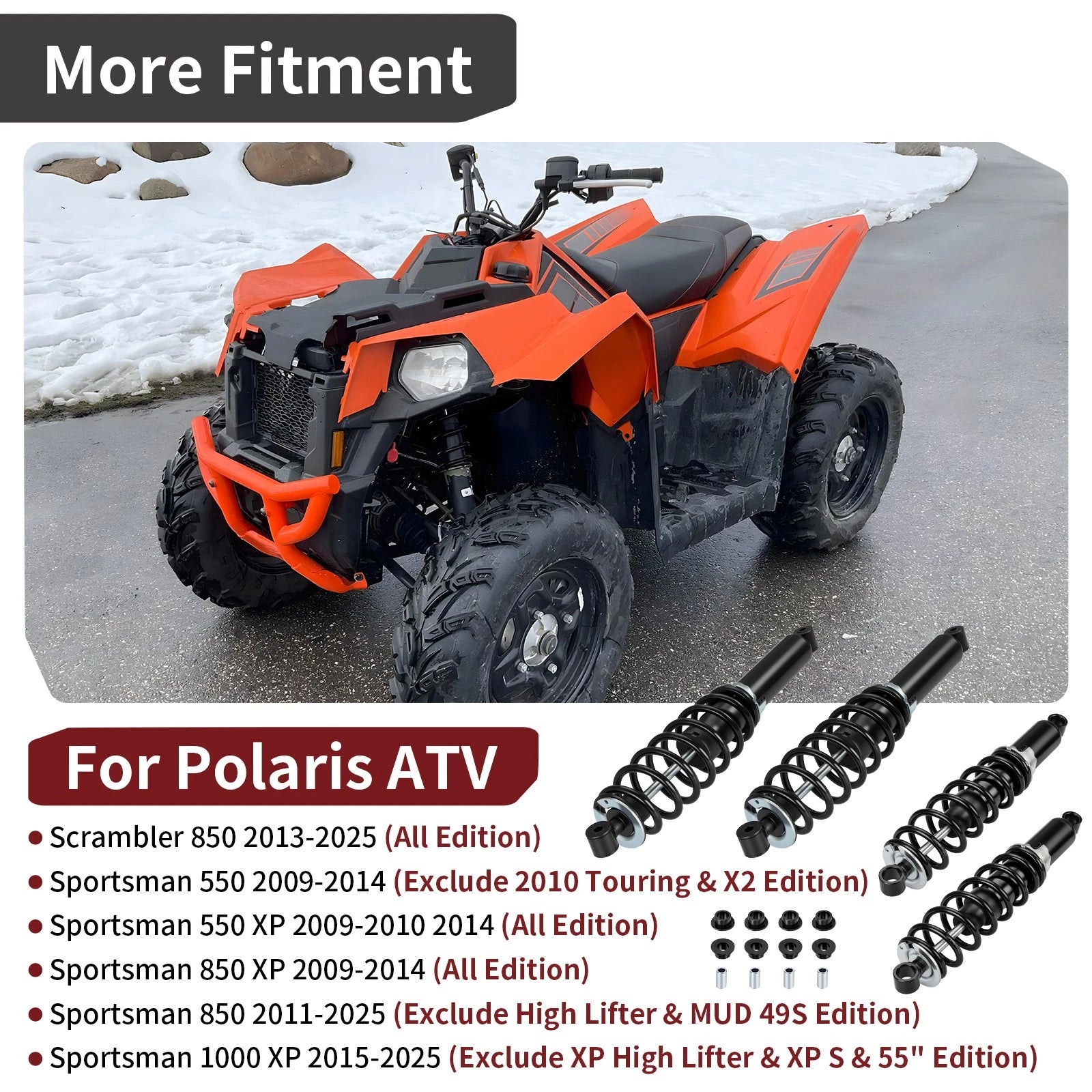 Front Rear Shocks Absorbers for Polaris Sportsman 850 (2011–2025) 7043463 7043464