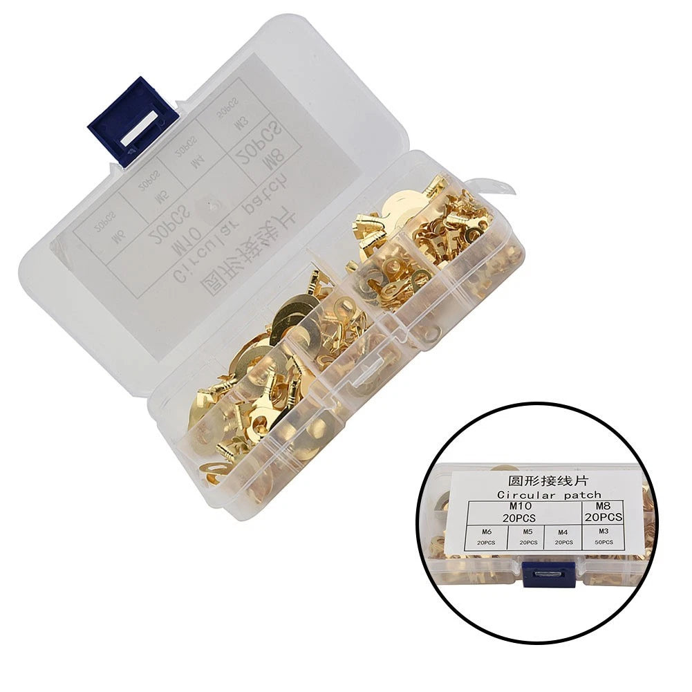 150Pcs Gold Brass Ring Cable Lugs for Wire Terminals