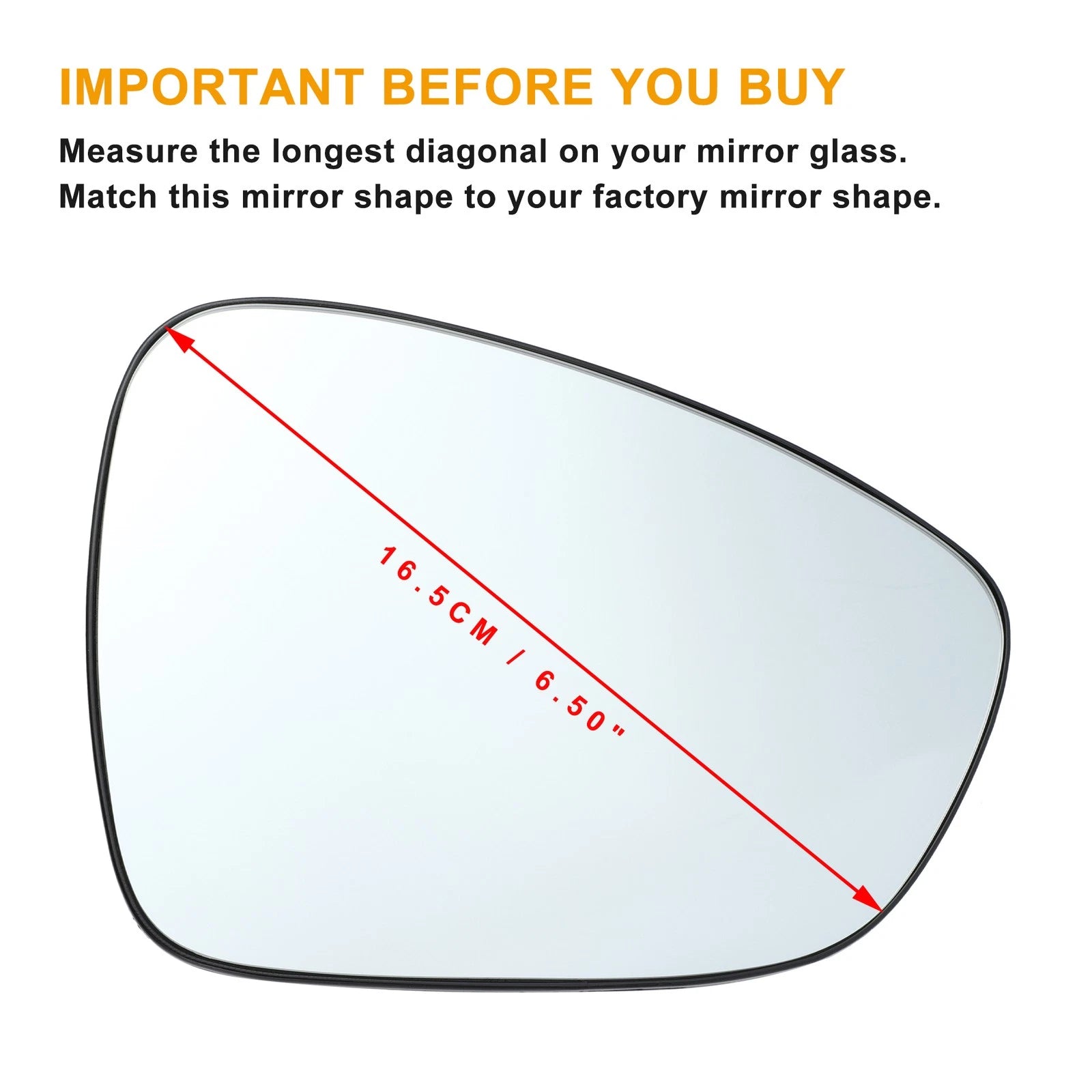 Right Side White Mirror Glass for Citroen C3 (2009–2016)