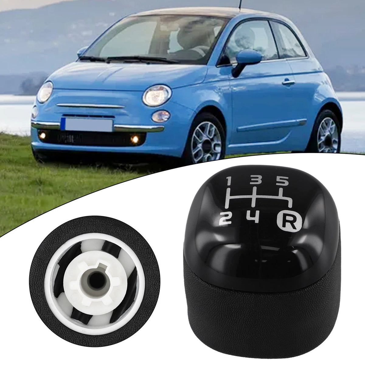 Gear Knob Button for Fiat Panda (2012) - Black 5-Speed