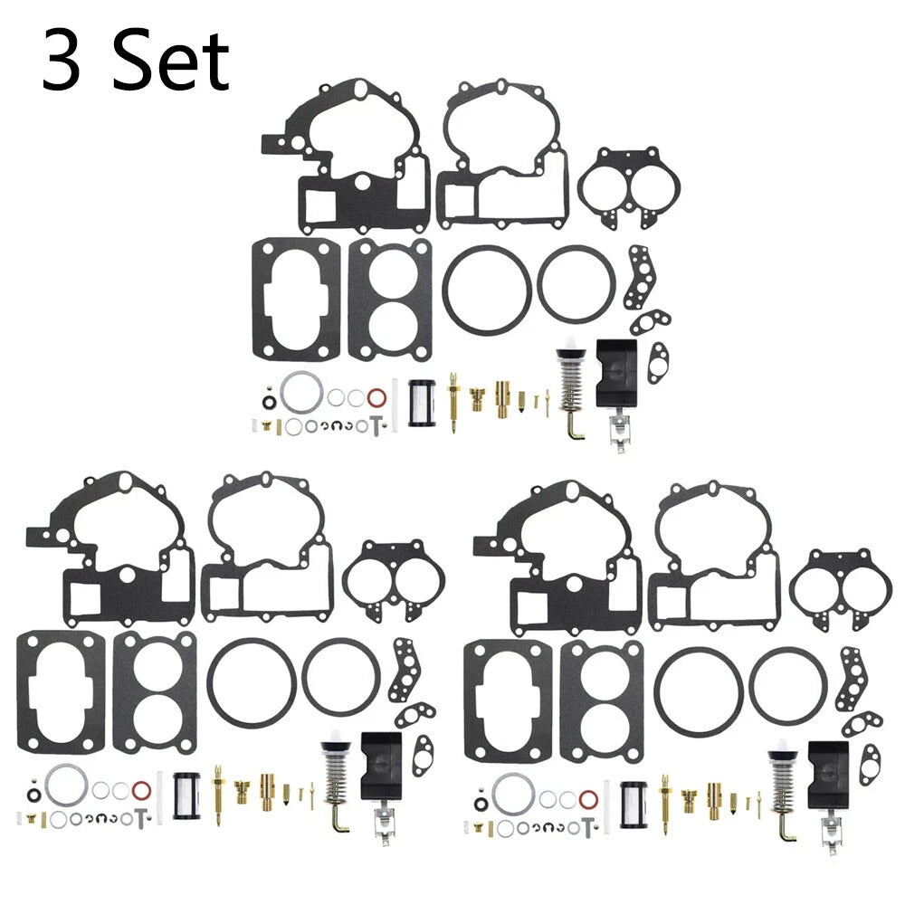 Set of 3 Carburetor Overhaul Kits for Mercruiser 3.0L 4.3L 5.0L 5.7L