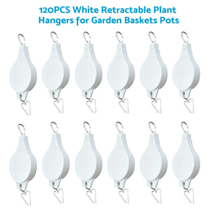 120PCS Retractable Plant Hook Pulley Hanger for Garden Baskets Pots