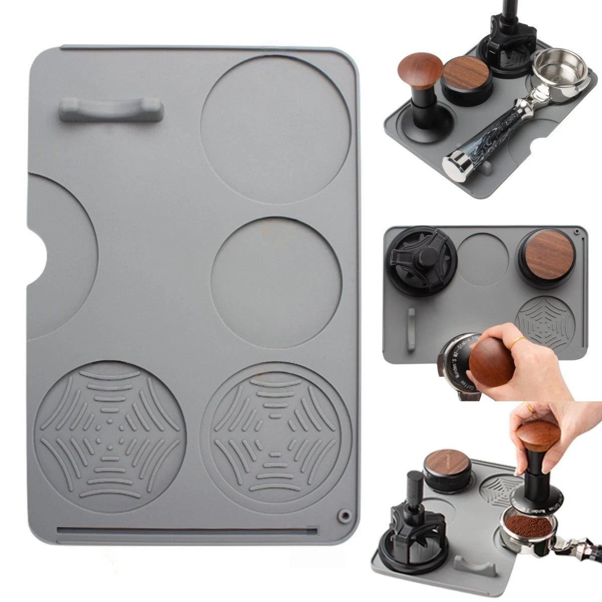 Non Slip Silicone Espresso Tamping Mat with Tamper Holder 94x63cm