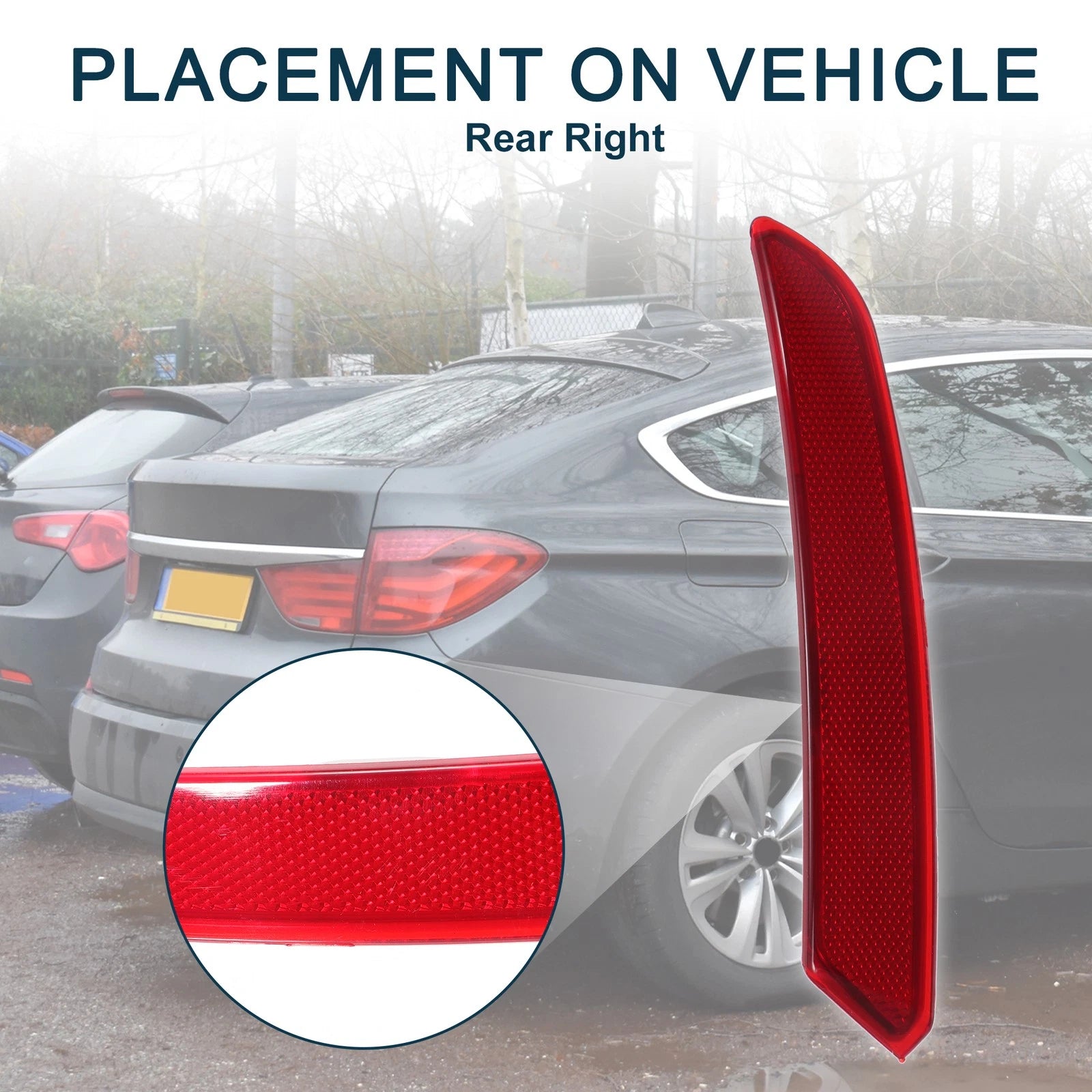 Rear Right Bumper Reflector Replacement for BMW 535i GT (2010–2013) Red
