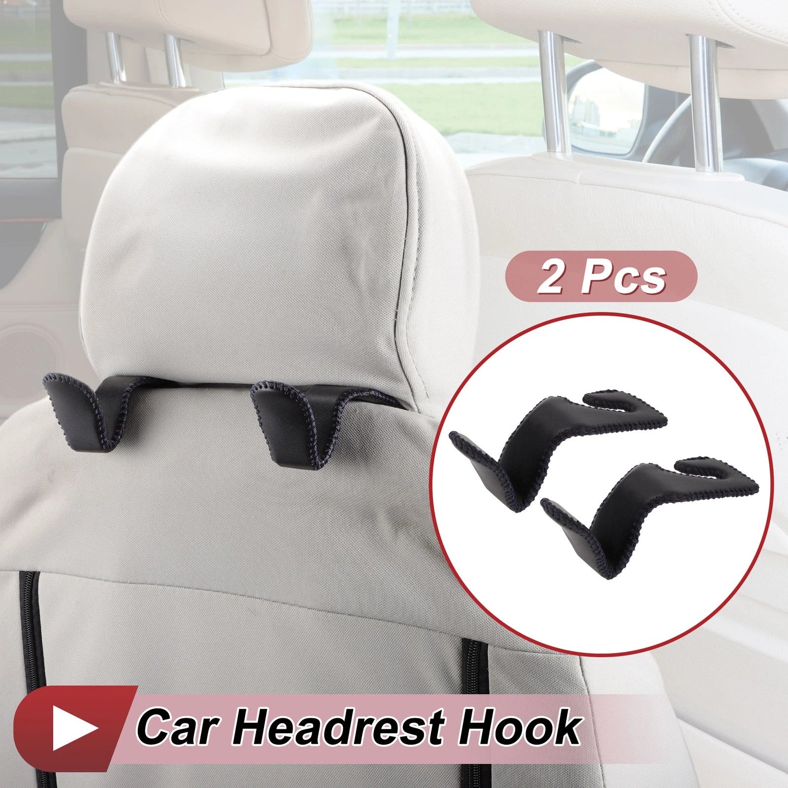 2 Pcs Universal Car Seat Headrest Hook for Hanging Purses Black Blue