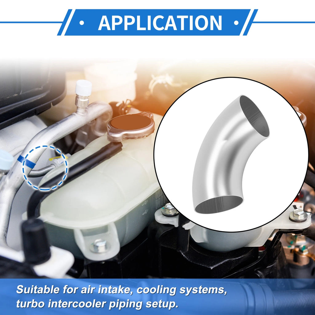 3.5" OD 90° Intercooler Pipe for - Brushed Silver Tone