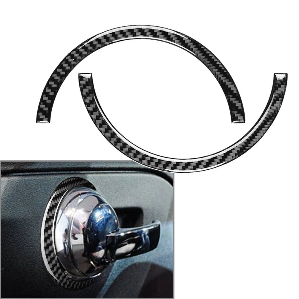 Interior Door Handle Ring Trim Cover for Fiat 500 (2012–2015) - Black Carbon Fiber