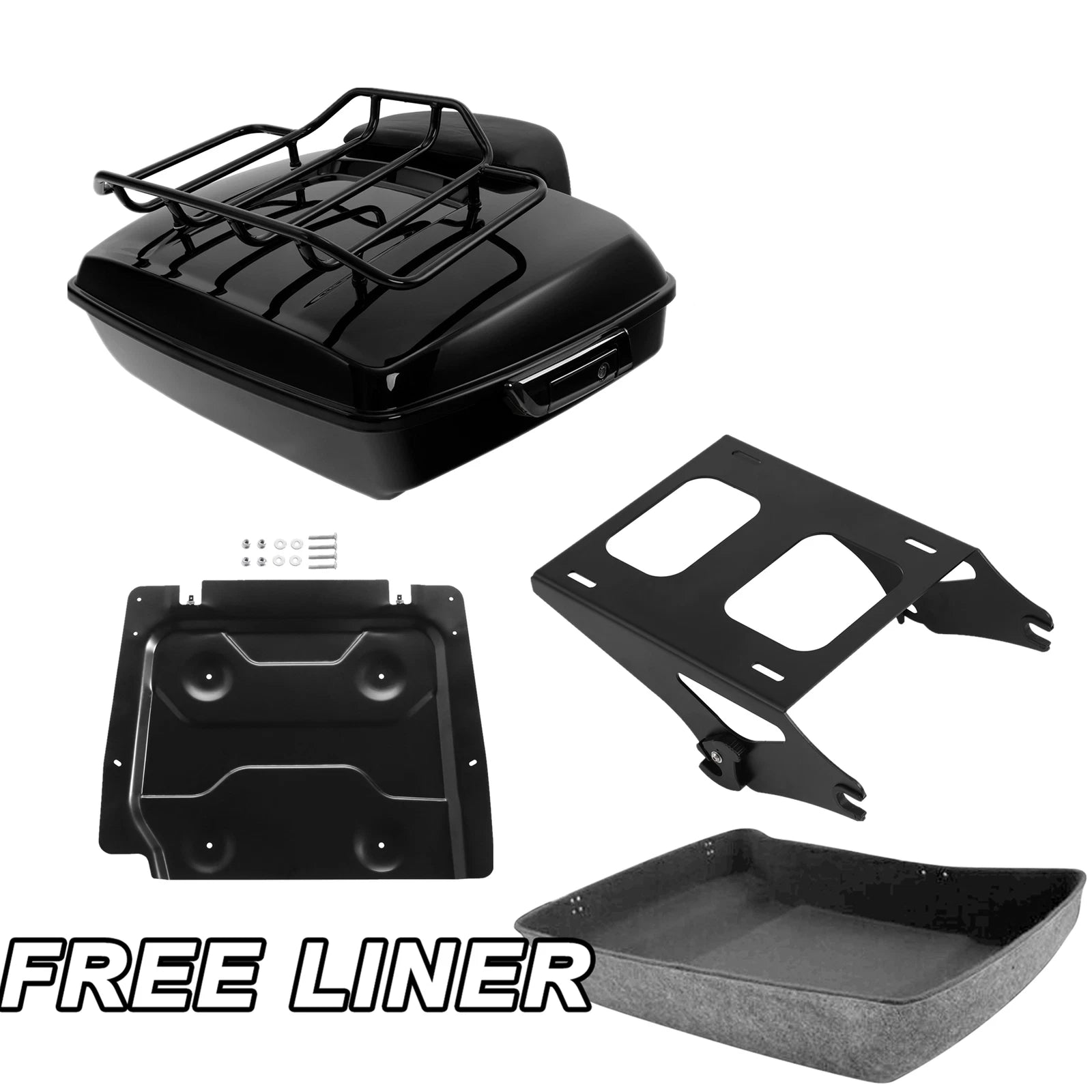 Chopped Trunk Backrest Pad Mount Rack Base Plate for Harley Touring (2014–2026)